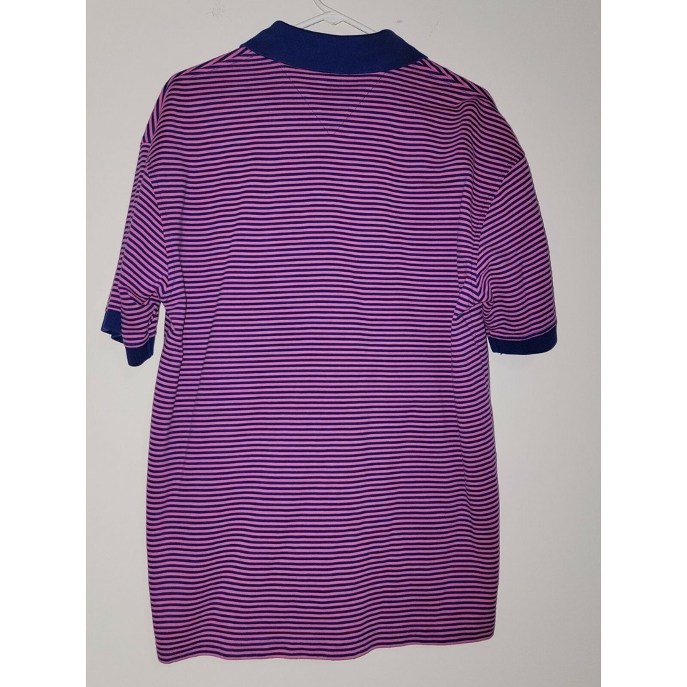 Tommy Hilfiger Strip Polo Pink‎ shirt size Large activewear - Picture 2 of 5